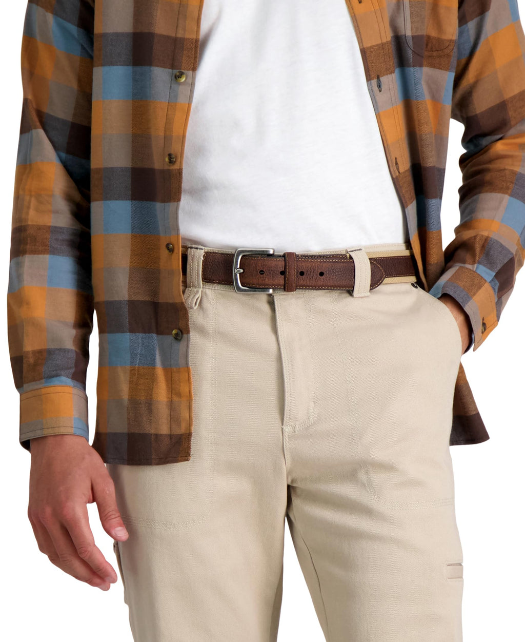 Columbia Men's Leather Casual Belt Tan & Brown Classic Style for Everyday Wear