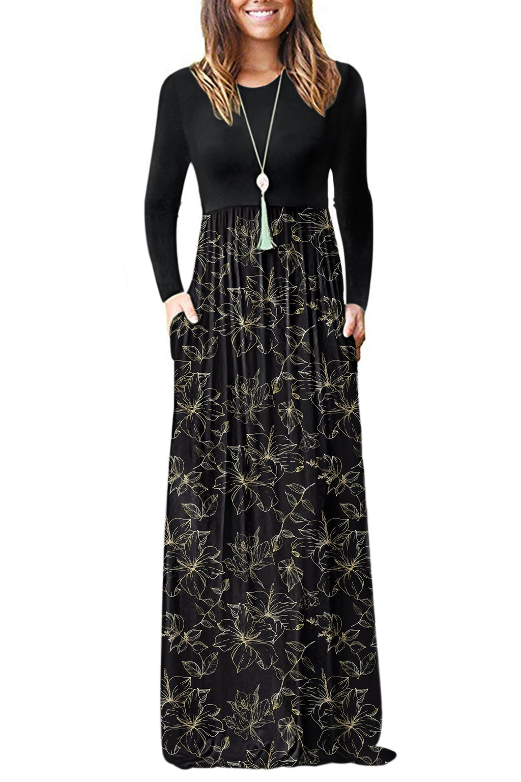 AUSELILY Women's Classic Long Sleeve Dress Loose Plain Long Casual Maxi Dresses with Pockets 2026