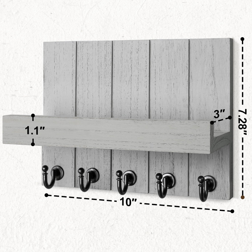 Rebee Vision Acacia Wood Key Holder Wall Mount – Farmhouse Key Holder for Wall & Mail Organizer with Shelf for Home Decor – Ideal for Apartment Essentials (Acacia Wood, 3.54" x 10" x 7.28")