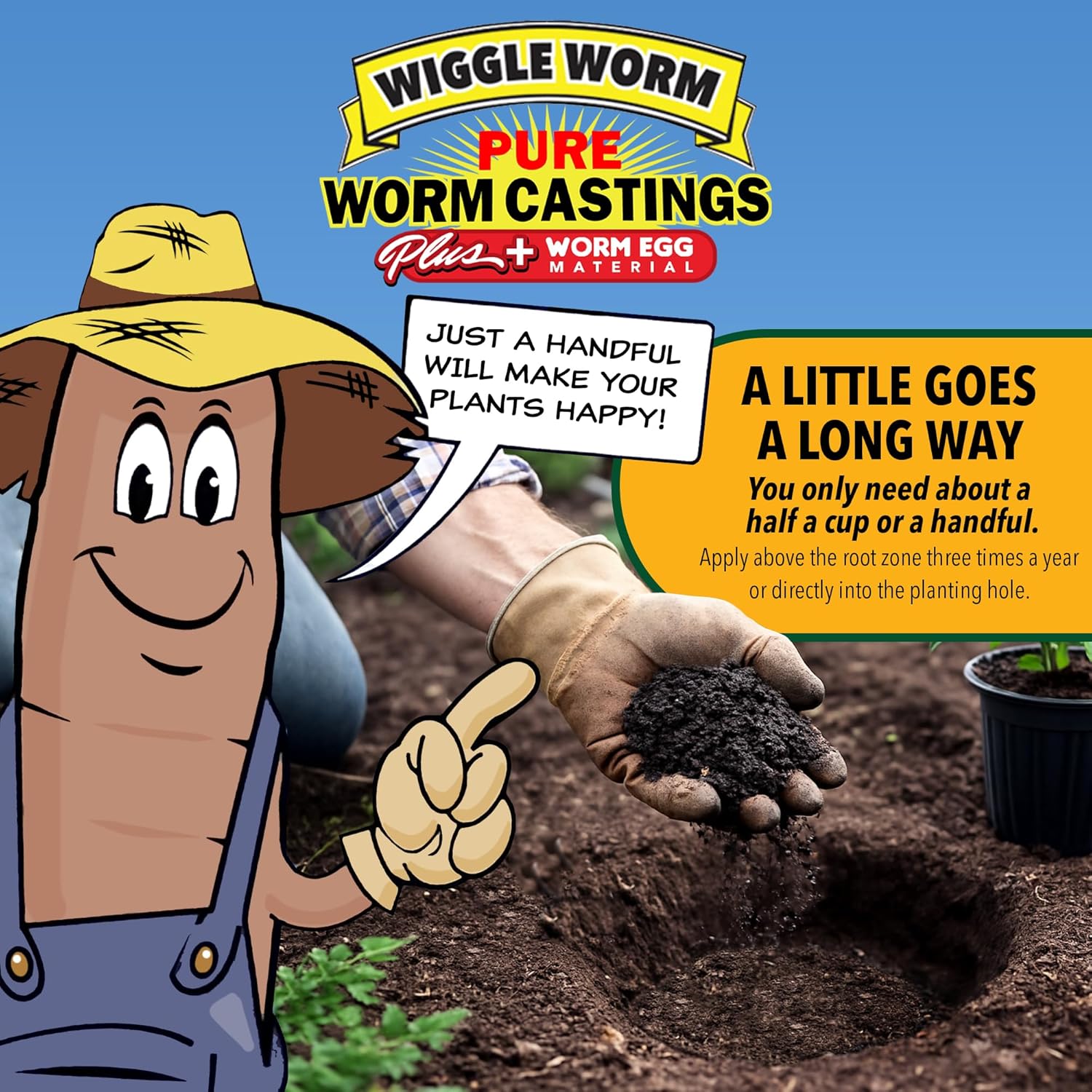 Wiggle Worm 100% Pure Worm Castings Plus Worm Egg Material, 40lbs - Fertilizer and Soil Amendment for Indoor and Outdoor Gardening to Improve Soil Fertility and Aeration - 100% Organic and Odor Free