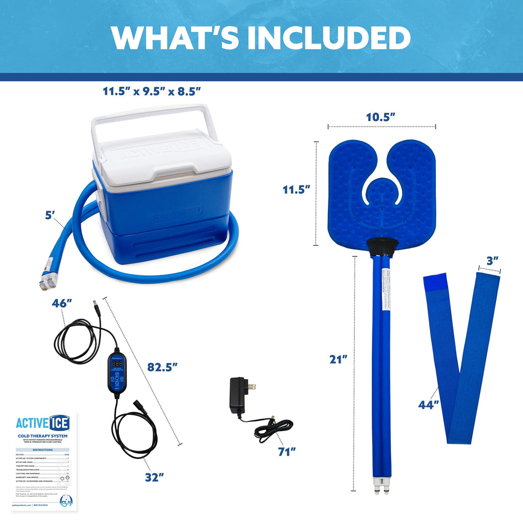 Polar Active Ice 3.0 Cold Therapy Ice Machine System with Programmable Timer, Back and Hip Compression Pad, Lightweight 9 Quart Cooler, Quiet Pump, Strong Cryotherapy Pain Relief Treatment