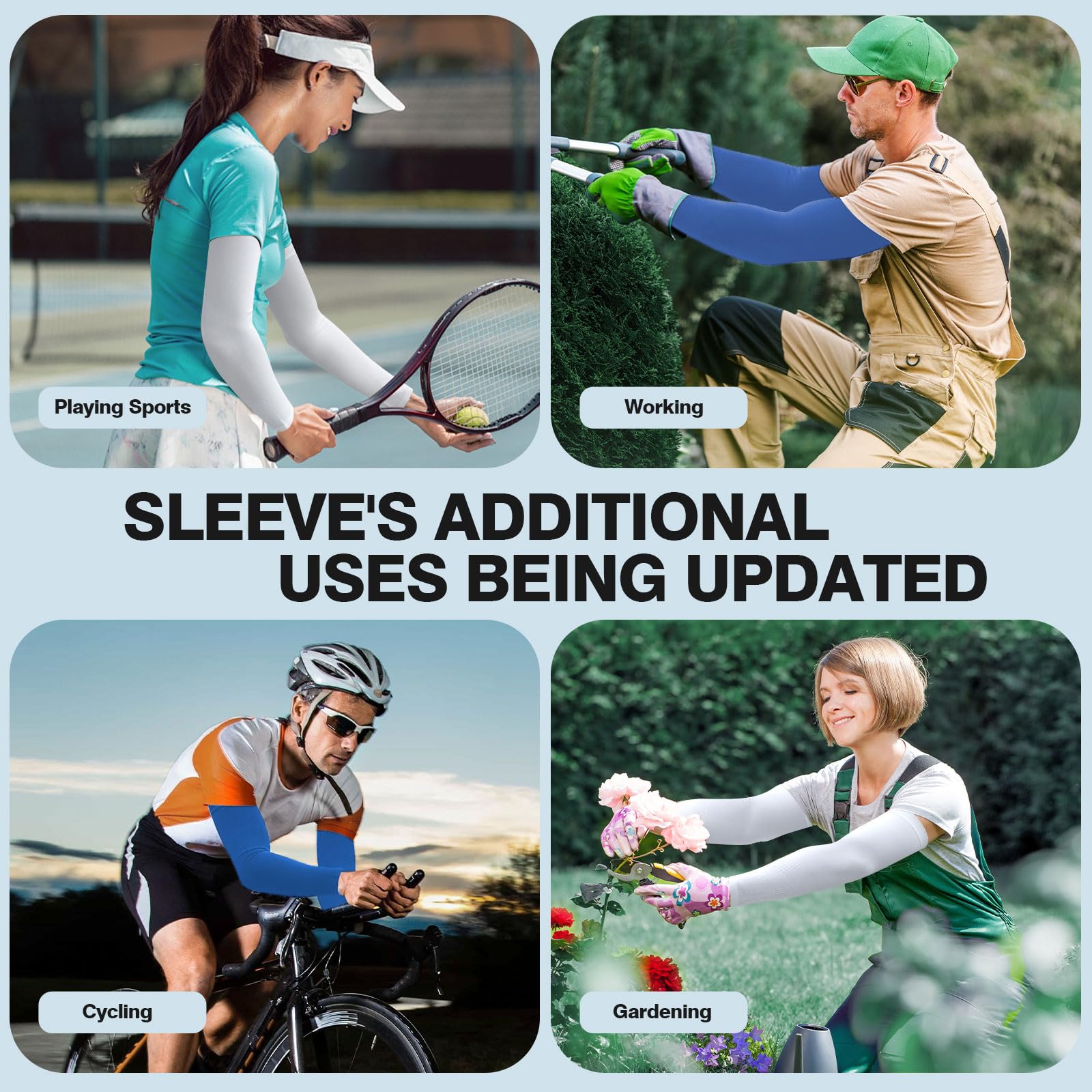 2 Pairs UV Protection Cooling Arm Sleeves Compression Sun Sleeves for Men Women Youth, Tattoo Cover Up, UPF 50