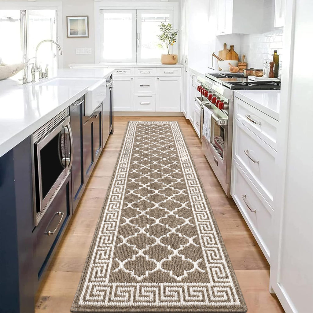 Pauwer Door Mat Indoor Entrance 20"x60" Absorbent Dirt Trapper Welcome Mats for Front Door Washable Entryway Rugs Ultra Thin Doormat Non Slip Runner Rugs for Hallway Kitchen Laundry Room, Beige