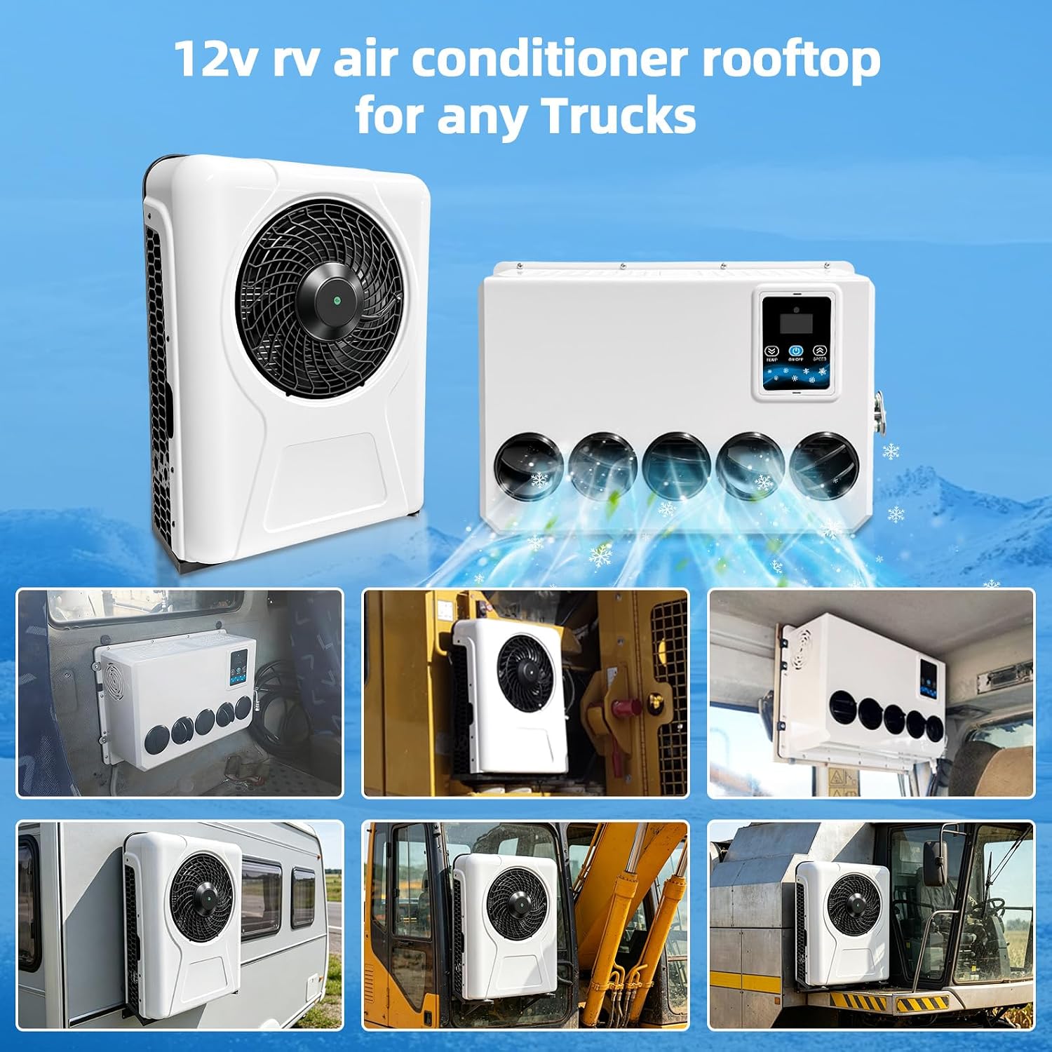 Treeligo 12V Truck Cab Air Conditioner 12000BTU, Mini Split 12 Volt DC Electric Split ac Unit, 45dB Low Noise, Fast Cooling AC Unit Universal dc Air Conditioning for semi trucks RV Camper