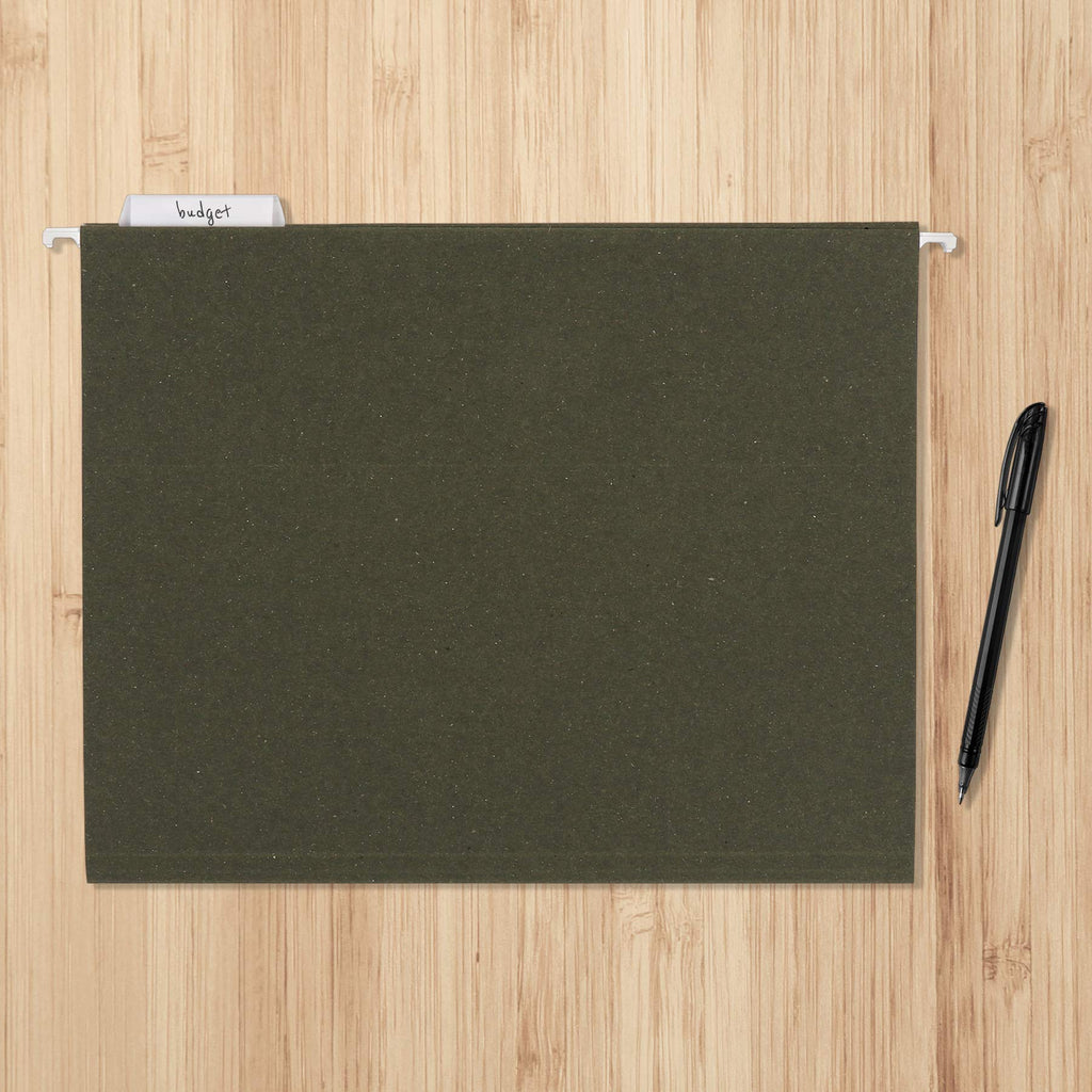 Amazon Basics Hanging File Folders for Documents, Letter Size, 1/5-Cut Adjustable Tabs, Standard Green, 50 Count