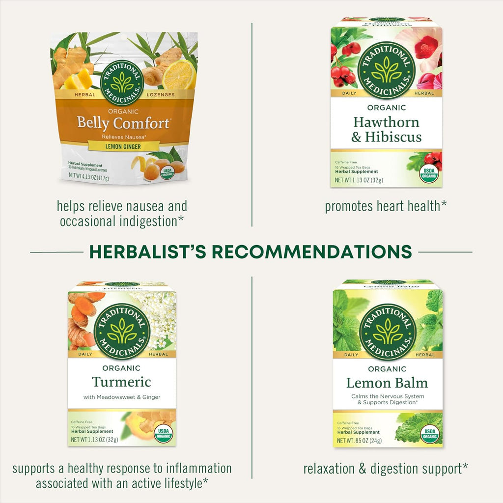 Traditional Medicinals Tea, Organic Ginger, Healthy Digestion, Pleasantly Spicy & Warming, Kosher, Non-GMO, Caffeine-Free, Compostable - 96 Tea Bags (6 Pack)