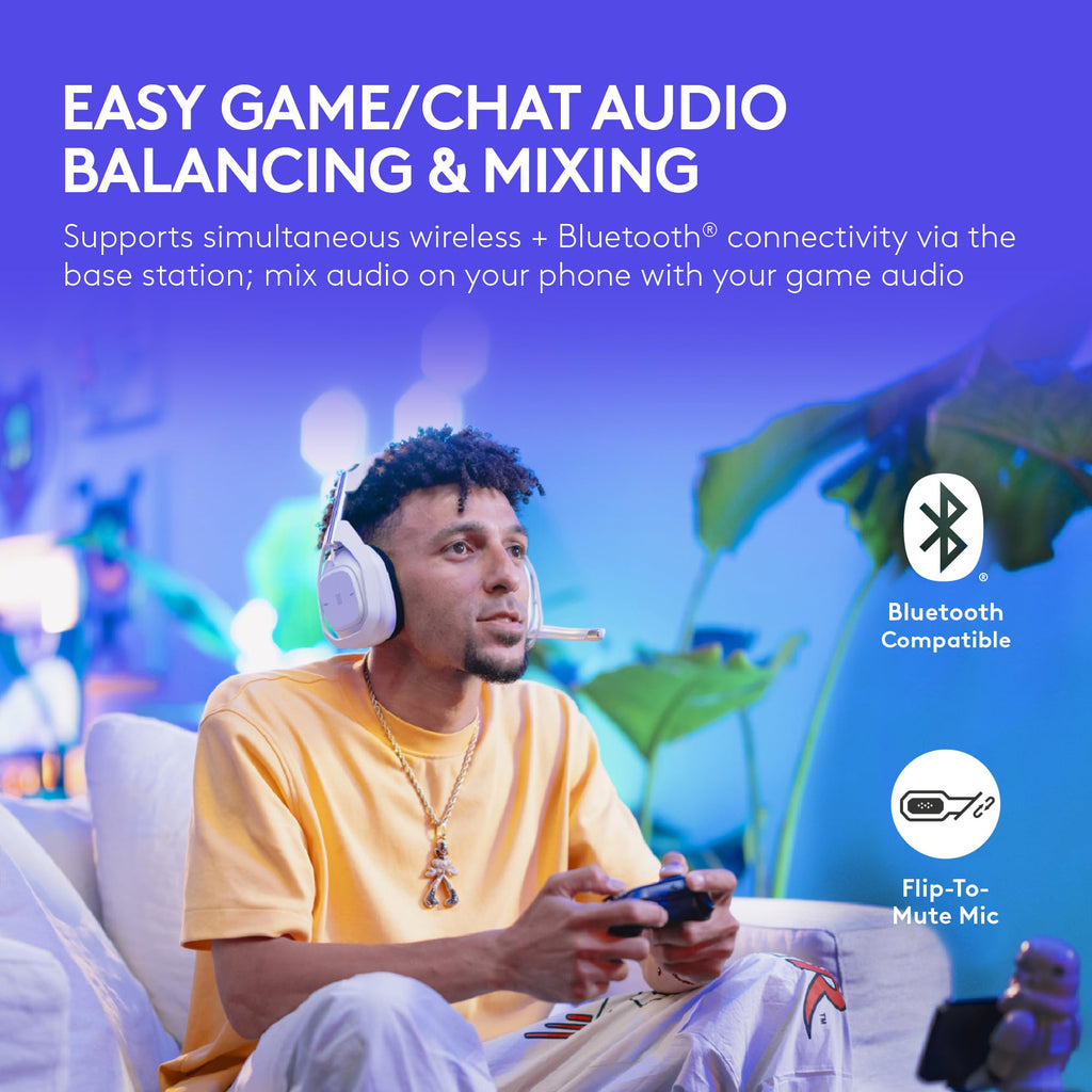 Logitech G Astro A50 X Multi-Platform Wireless Gaming Headset + Base Station for PS5/Xbox/PC: PLAYSYNC Video & Audio Switcher, HDMI 2.1 4K 120Hz VRR, <24bit/48kHz, 24hr Battery, 2.4GHz & BT - Black