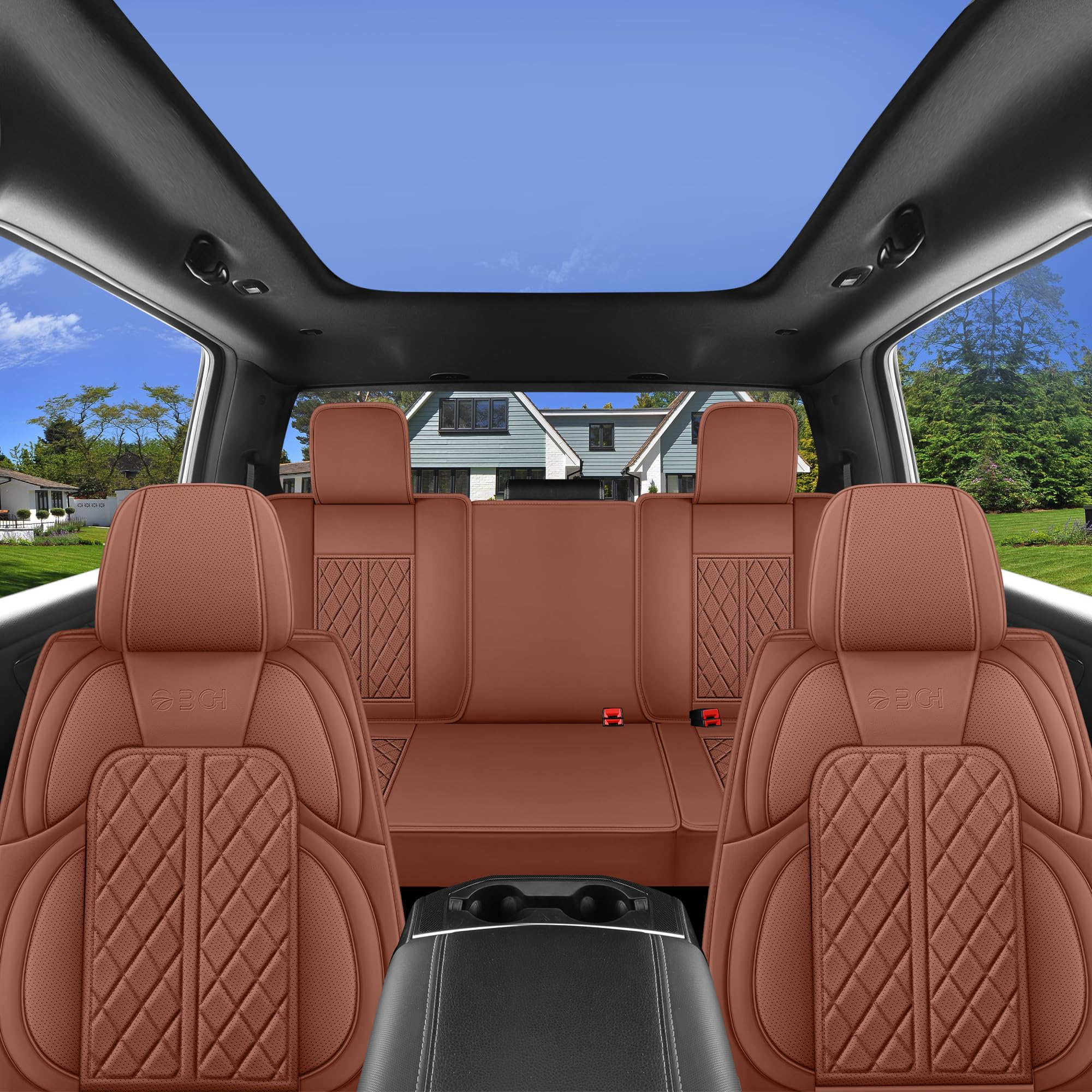 Car Seat Cover Custom Fit for Ford F150 2009-2026 Faux Leather Seat Cover Set Compatible with Regular Cab Super Cab Super Crew Pickup Truck Cushions (Black, Front Seat)