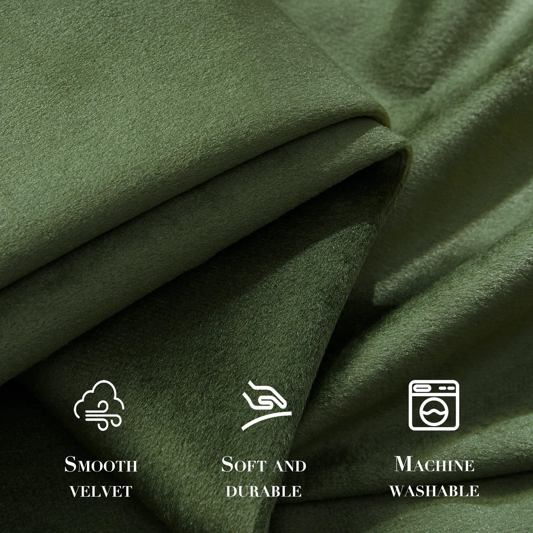 Nemia Dark Green Velvet Curtains Thermal Insulated Blackout Curtain for Bedroom Window Living Room Darkening Luxury Vintage 63 Inches Long Heavy Drapes Panels Rod Pocket Set of 2