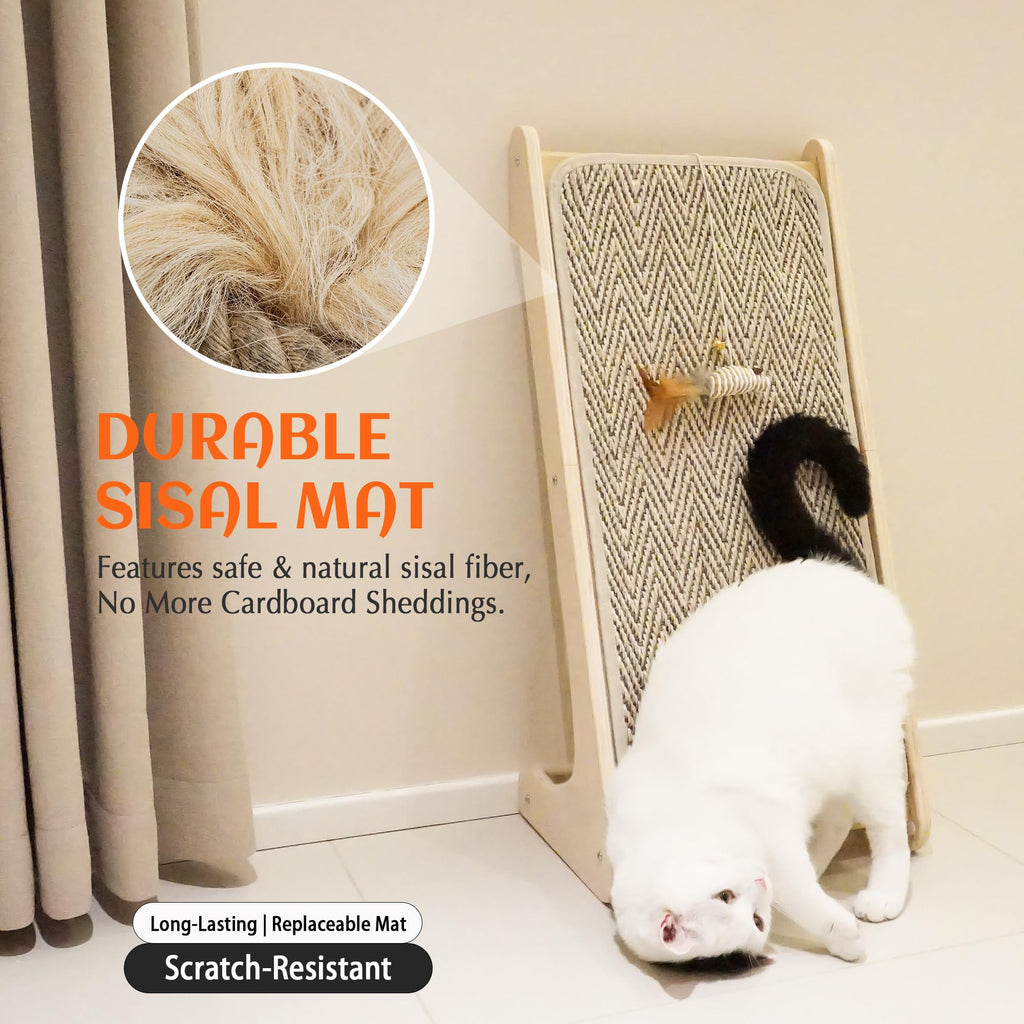 PETKARAY Couch Corner Cat Scratcher, 28.5" Sisal Scratching Post for Cats | Corner Wall Scratch Pad for Furniture Protection, Large Vertical Cat Scratching Post with Plush Base