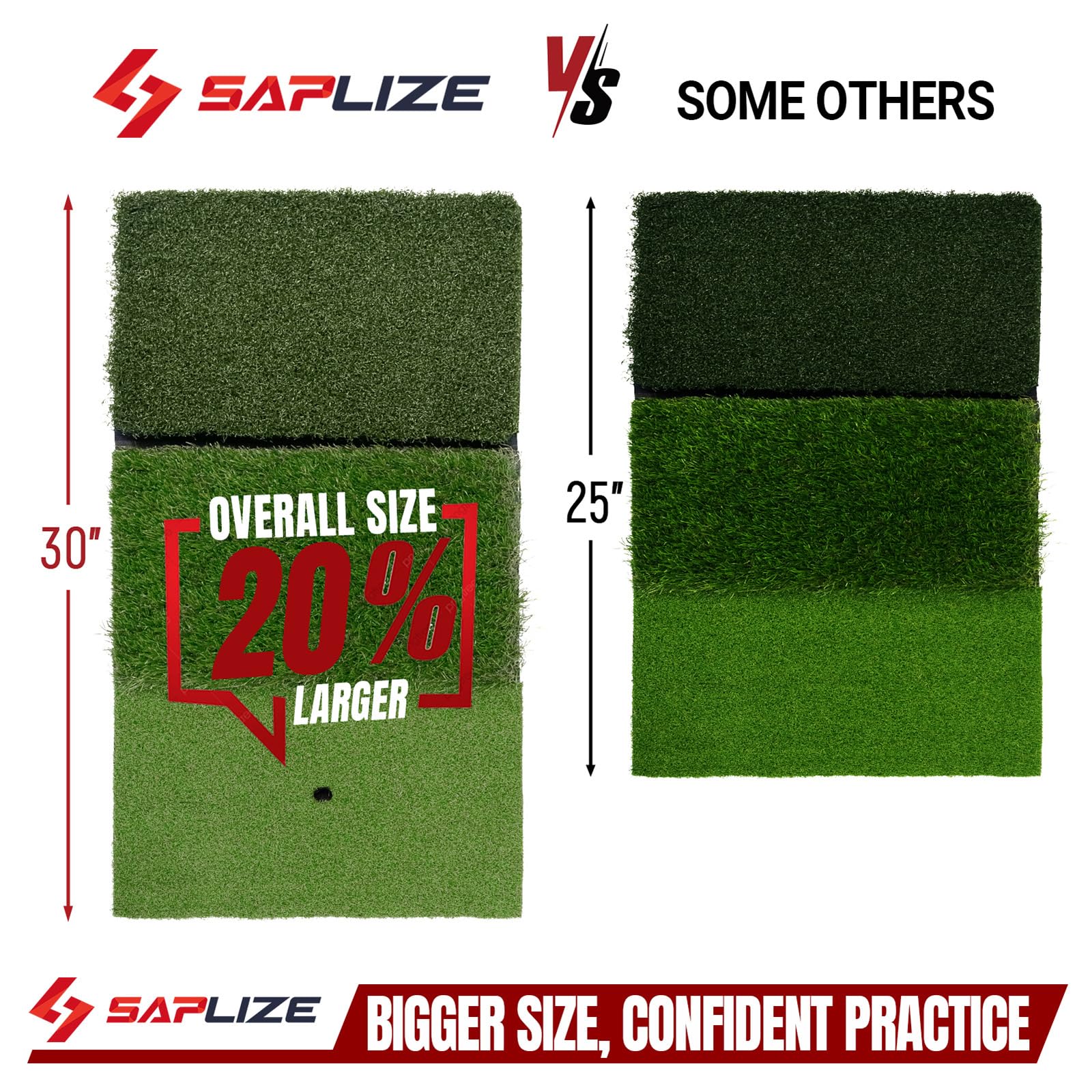 SAPLIZE Foldable Heavy-Duty Golf Hitting Mat with 10mm EVA Backing for Indoor/Outdoor Swing & Chipping, Golf Accessories & Gift for Men & Women