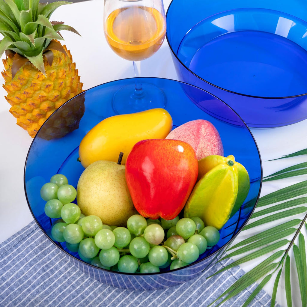 Hioasis 8 Pack Plastic Serving Bowls 128oz Black Plastic Bowls Heavy Duty Disposable Serving Bowls for Party Snack & Salad & Candy & Bar Buffet & Wedding