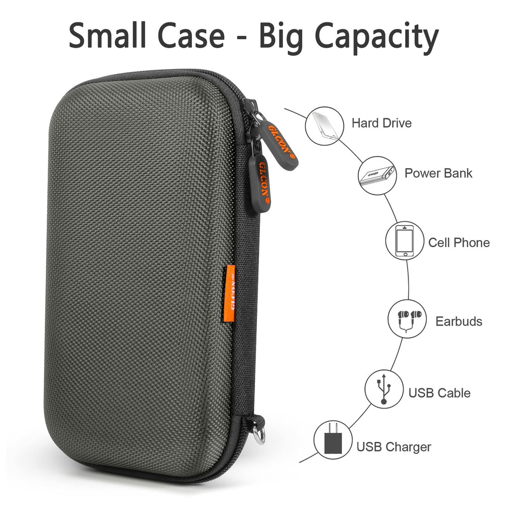 External Hard Drive Case - GLCON Shockproof EVA Carrying Case for WD My Passport Element Seagate Expansion Backup Toshiba 1TB 2TB 4TB - High Protection Portable Travel Electronic Power Bank Bag