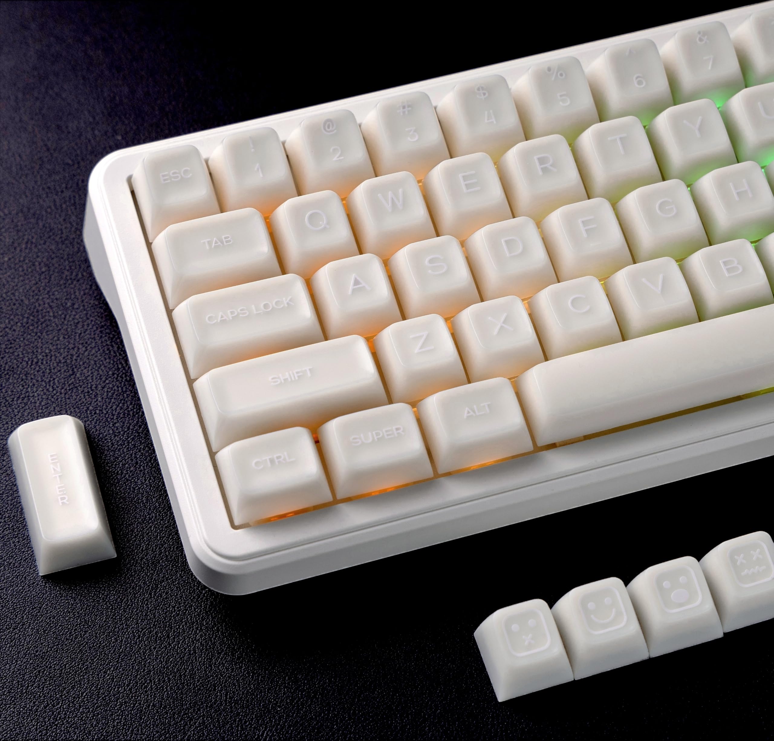 dagaladoo Black Topographic keycaps Double Shot PBT keycaps Shine Through Keyboard Keys Side Printed Key caps Cherry Profile Custom keycap Set for100%, 75%, 65%, 60% US Layout Mechanical Keyboard
