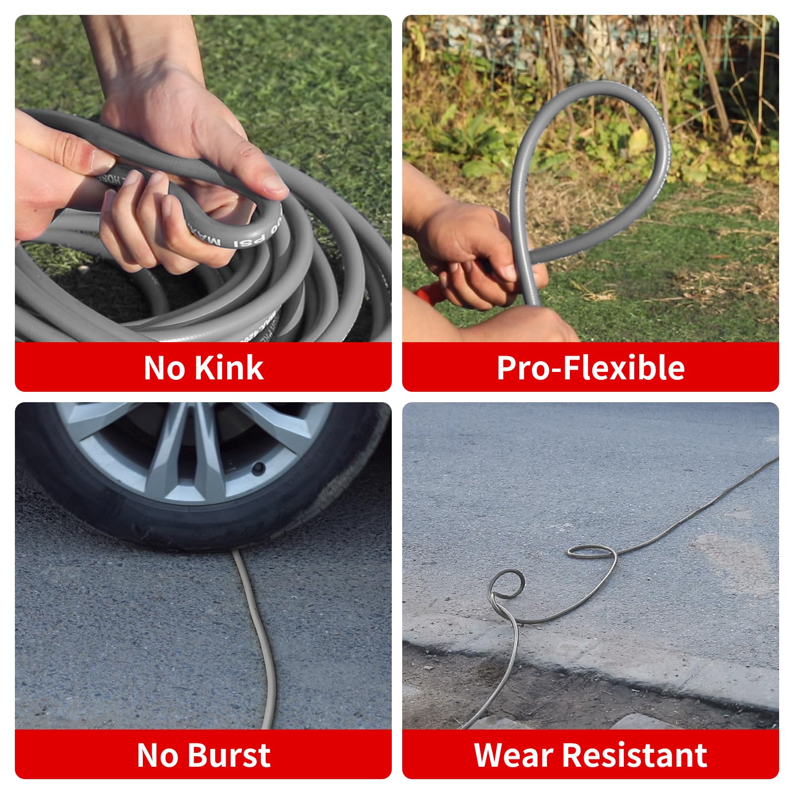 Pressure Washer Hose 25FT, 4200PSI High Tensile Wire Braid Kink Resistant Power Washer Extension Hose, 1/4'' Flexible Replacement Hose with M22-14mm Brass Swivel Thread and 3/8 Quick Connect