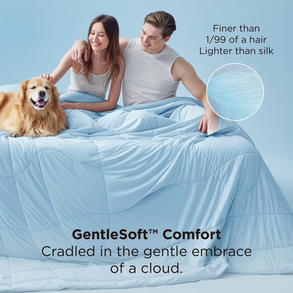 Bedsure Cooling Comforter King Size - Cooling Blankets for Hot Sleepers, Lightweight Comforter for Summer with Dual-Sided Cool Tech, Soft Breathable Cold Blanket for Sleeping, Grey, 102x90 Inches