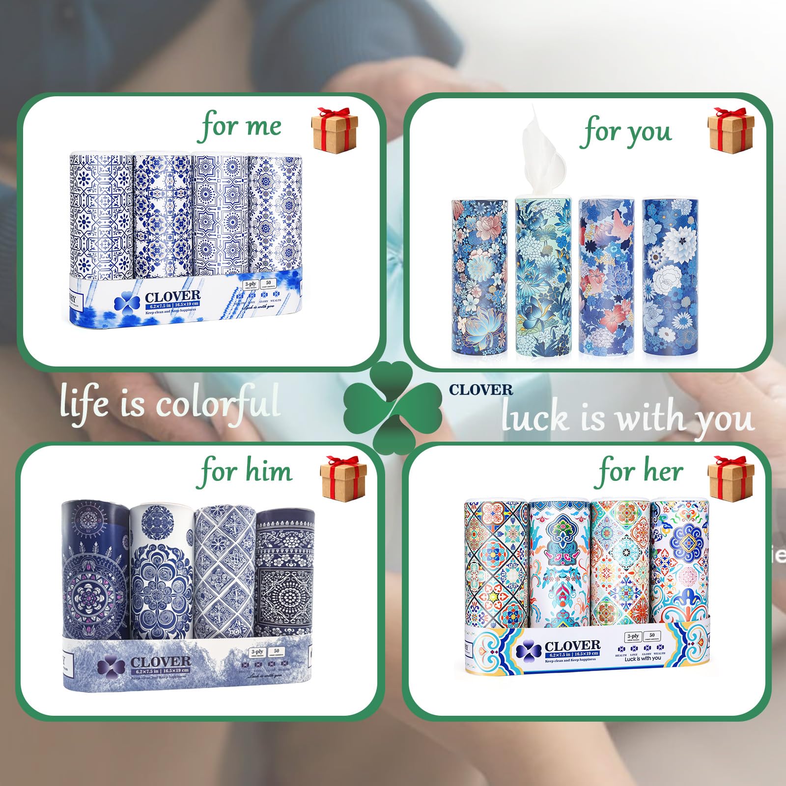 Car Round Canned Tissue Box Cup Holder Facial Tissues,Cylinder Tube Face Towel,4 Canister 3-Ply Car Napkins for Travel Tissue Bulk Fit Home,Office,School by CLOVER