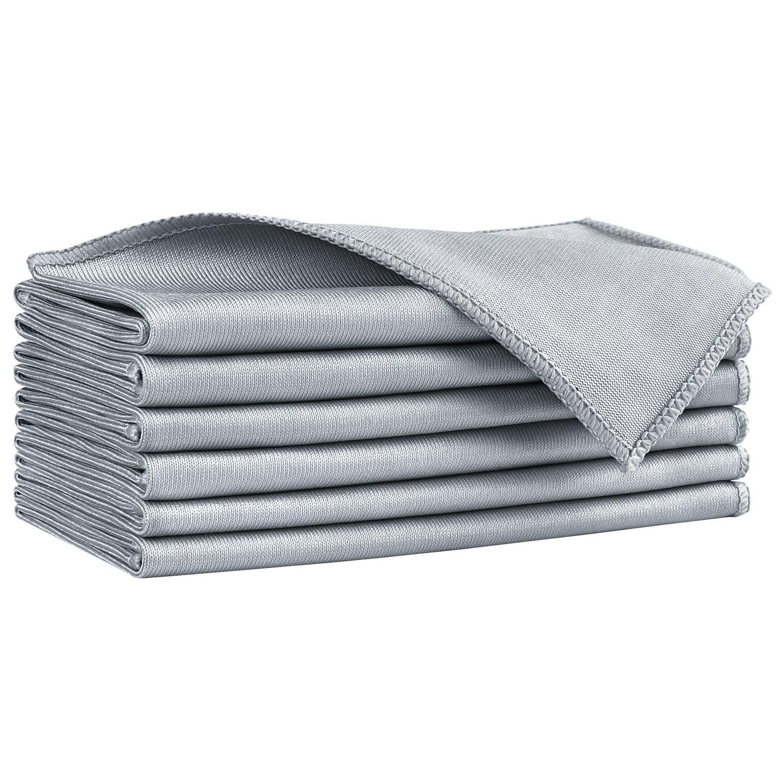 HOMEXCEL Microfiber Glass Cleaning Cloths 6 PK, Lint Free Streak Free, Reusable Microfiber Magic Cleaning Cloth for Cleaning Windows, Glasses, Mirrors, Screens, Stainless Steel, and More, Blue-14”×16”