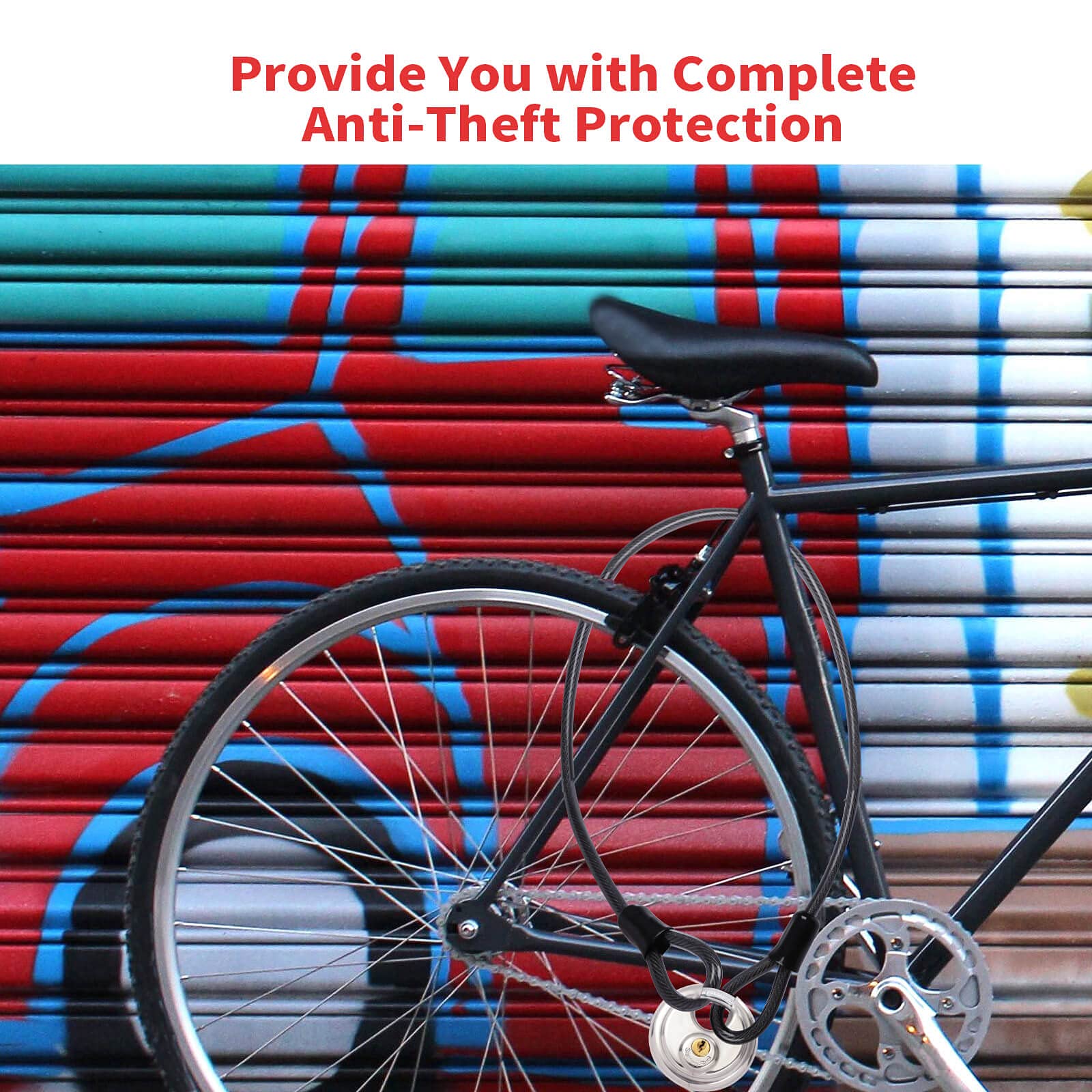 DELSWIN Security Steel Cable with Loops - 12mm (1/2 inch) Thick 4FT Heavy Duty Bike Lock Cable Vinyl Coated Braided Cables for U-Lock and Padlock