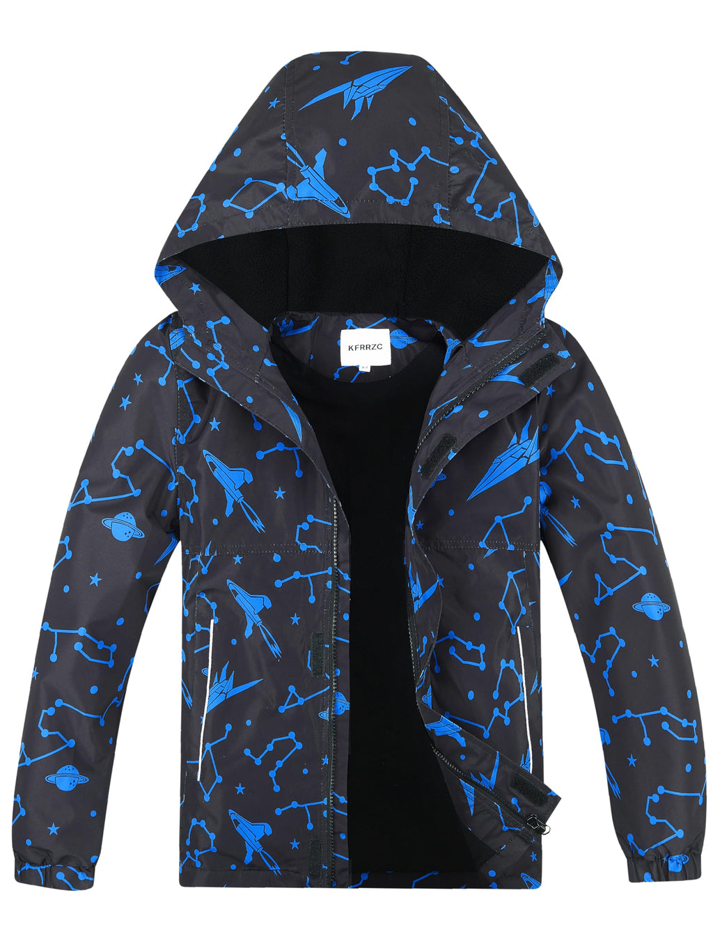 Boys Girls Rain Jackets Waterproof Hooded Fleece Raincoats Lightweight Windbreakers for Kids