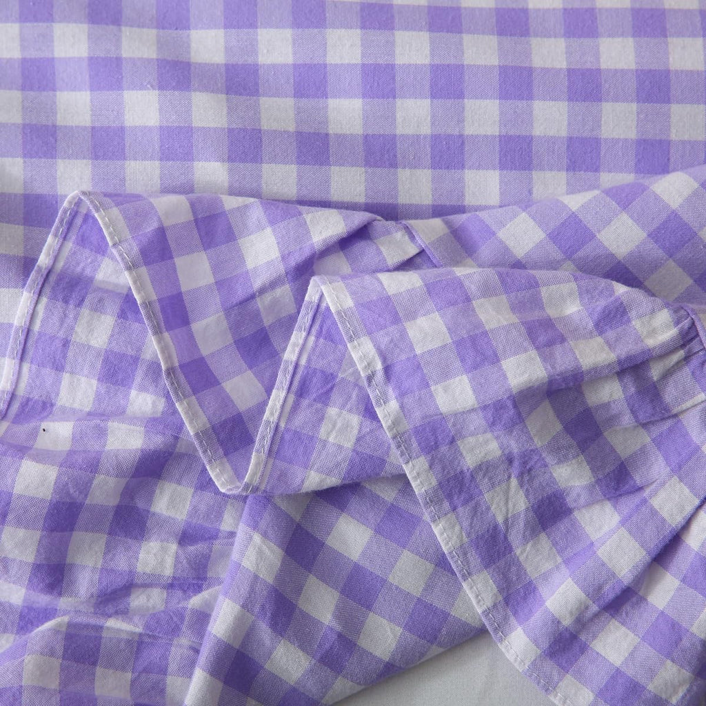 Silnuo Green/White Plaid Ruffled Queen Size Pillow Shams Set of 2,Washed Cotton Shabby Checkered Gingham Farmhouse Bed Pillow Covers 20"x30"