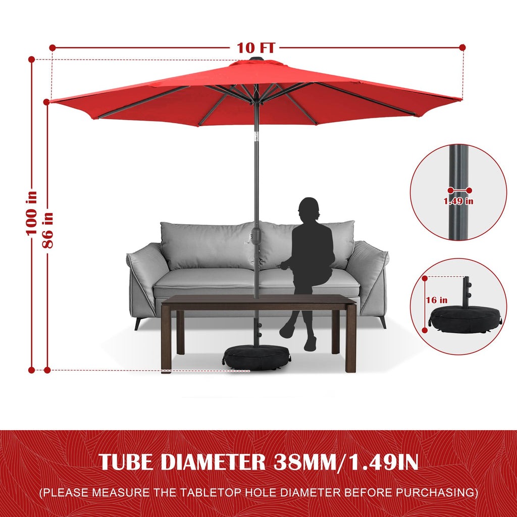 Sundale Outdoor 9FT Patio Umbrella with Sand Bag Umbrella Base, Outdoor Umbrella with Tilt and Crank, Beige