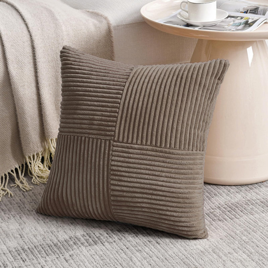 Fancy Homi Olive Green Samll Decorative Throw Pillow Covers 12x12 Inch with for Living Room Couch Bed Sofa, Rustic Farmhouse Boho Home Decor, Soft Corss Patchwork Corduroy Square Cushion Case 30x30 cm