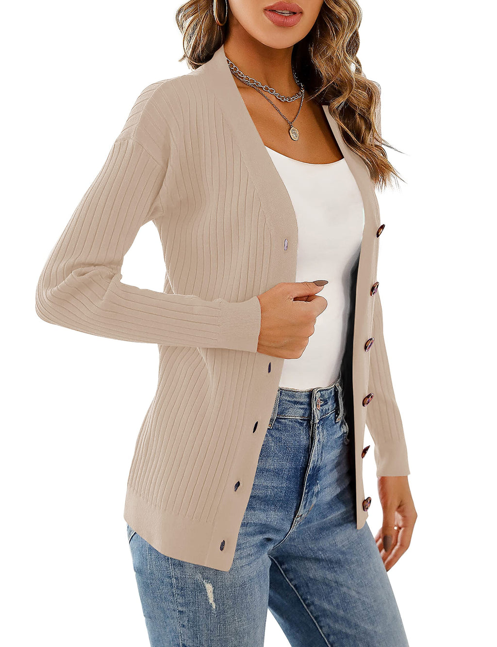 LIENRIDY Women's Knit Cardigan Long Sleeve Button Down Sweater Lightweight Cardigans, S-XL