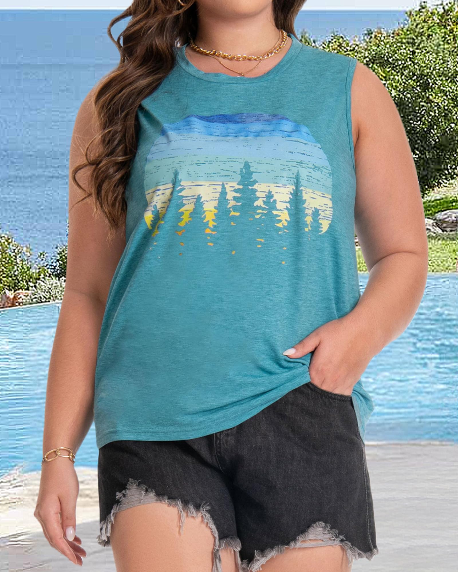 Plus Size Tops for Women Sleeveless Summer Tank Top Loose Fit Casual Tunics Shirts 2026