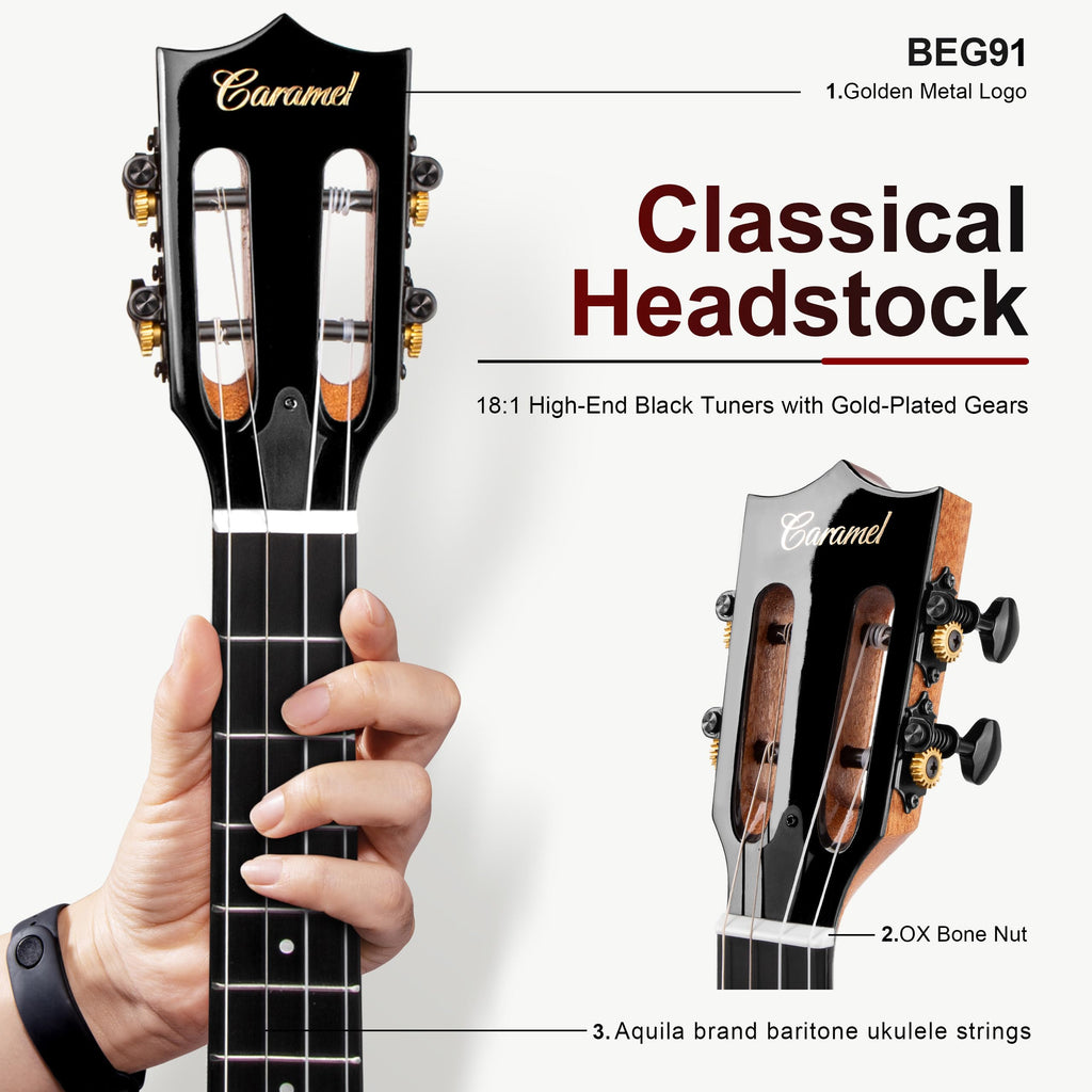 Caramel TEG95 Butterfly Bocote Glossy Tenor Acoustic & Electric Ukulele | 26-inch Handmade Professional Ukelele Kit with Accessories