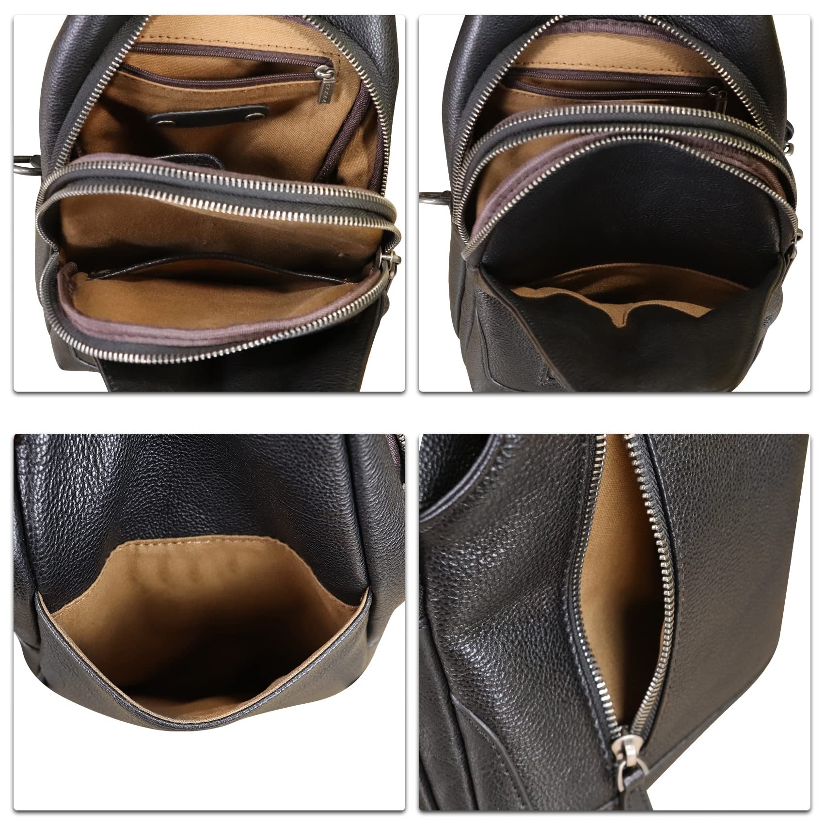 Genuine Leather Sling Bag for Men and Women Real Leather Shoulder Crossbody Bag Chest Bag Sling Backpack Purse