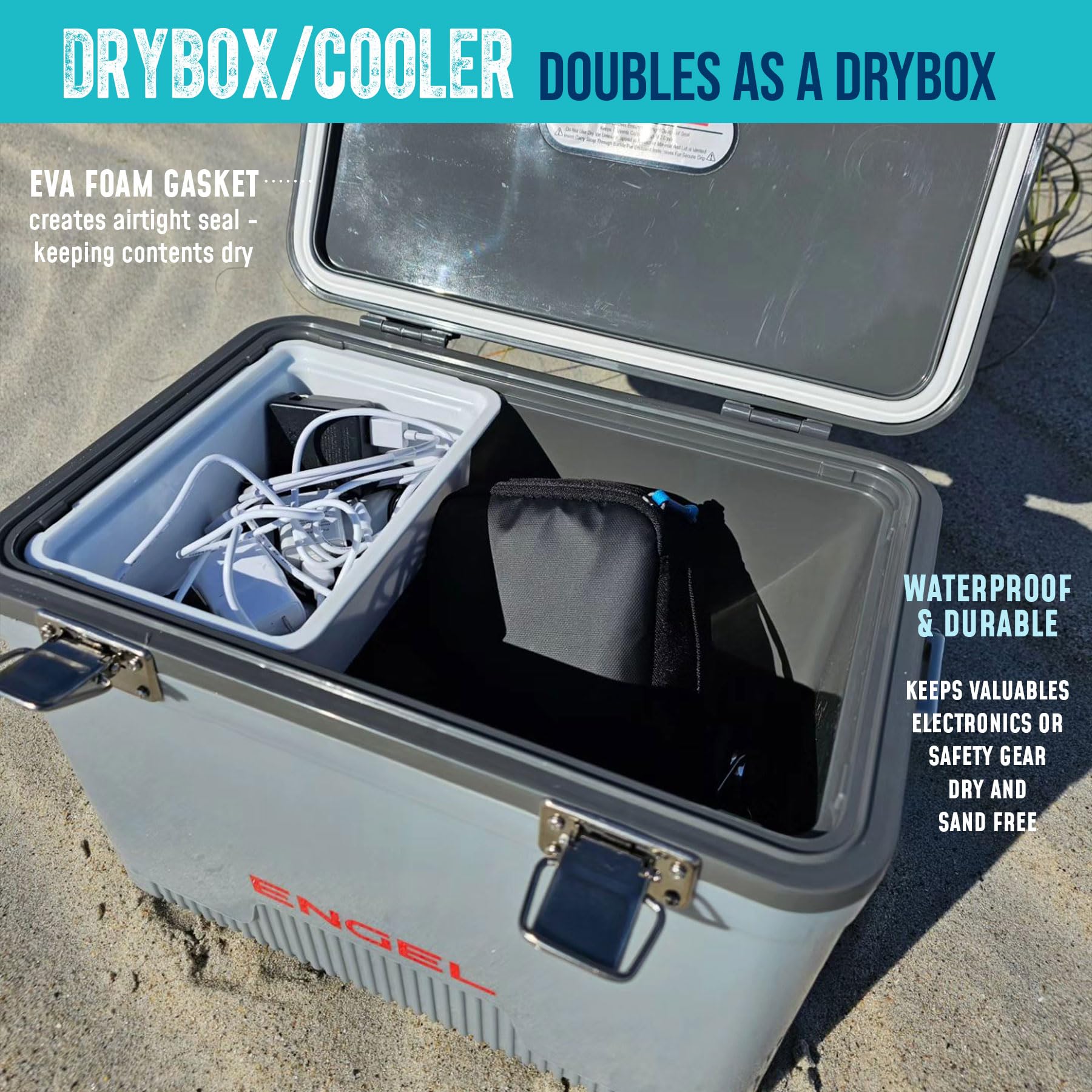 ENGEL 13qt Leak-Proof, Air Tight, Drybox Cooler and Small Hard Shell Lunchbox for Men and Women