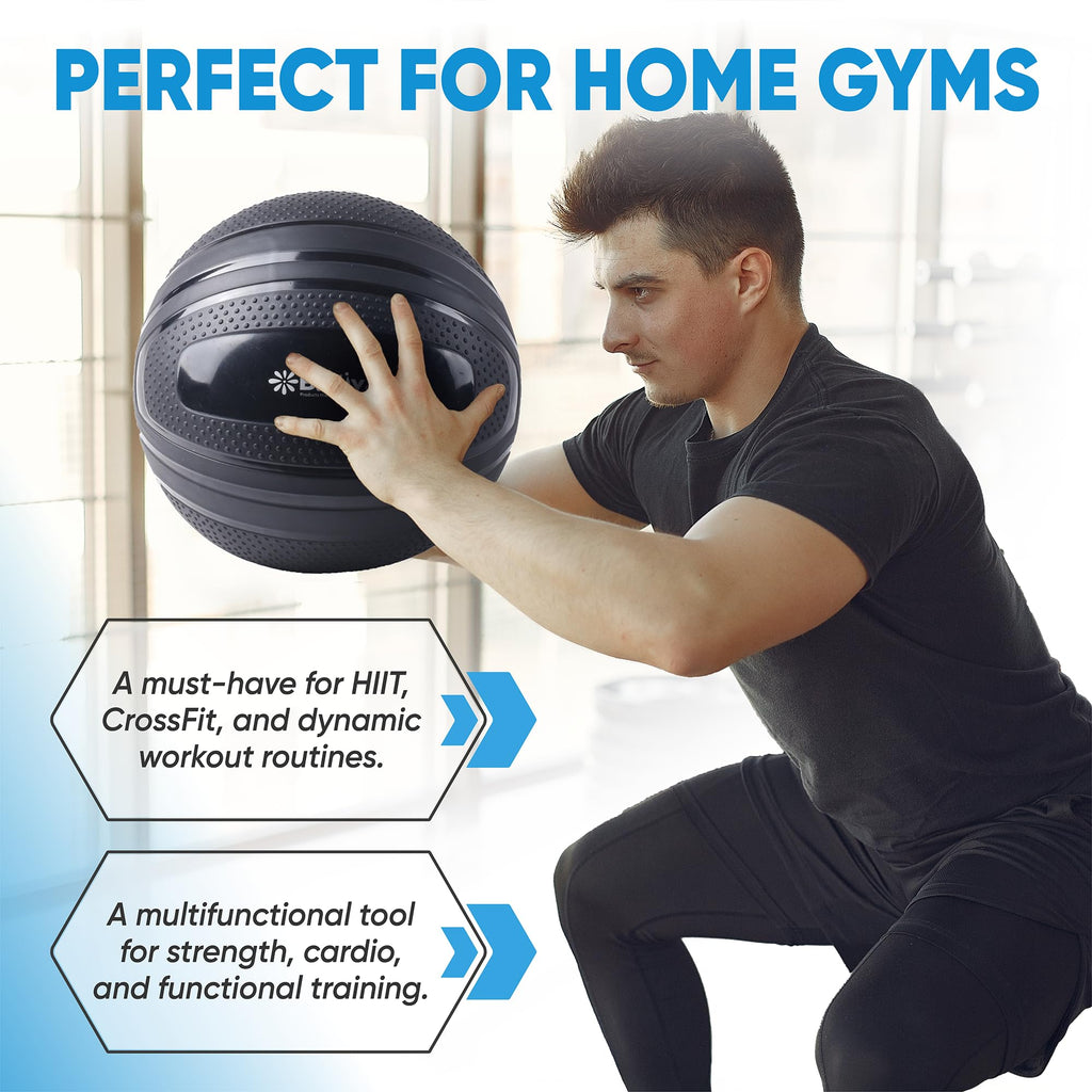 bintiva Non Bounce Slam Ball - Exercise Weighted Deadball for Workout and Fitness Routines - Medicine Dead Weight Ball