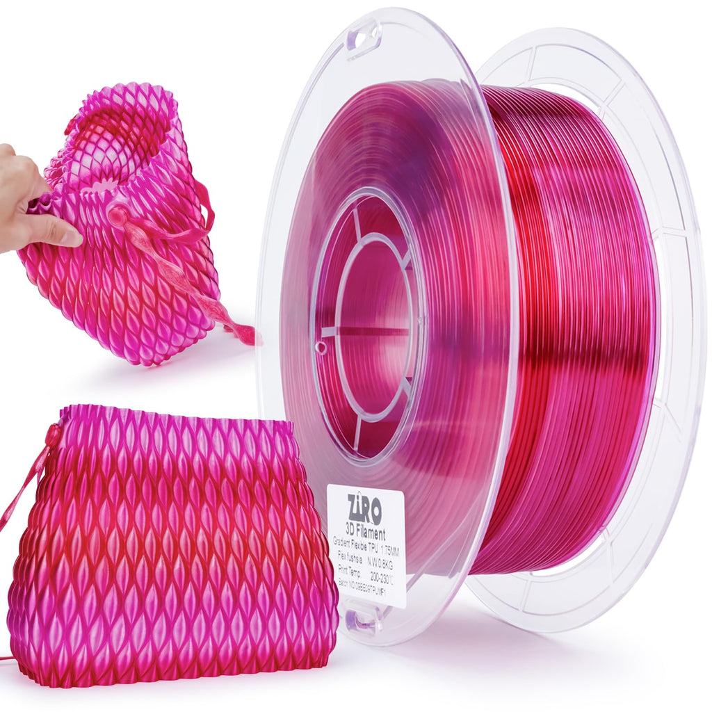 ZIRO TPU Filament 1.75mm 3D Printer Filament, Shore 95A Hardness TPU, Flexible Soft Material, 0.8KG/1.8lbs Spool, Fit Most FDM 3D Printers, Black