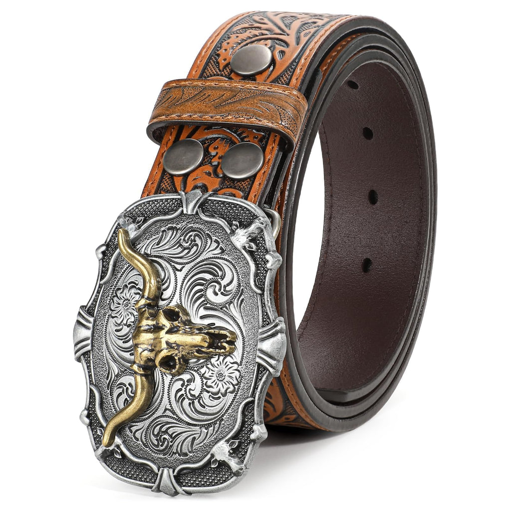 BELTROAD Western Leather Buckle Belt for Men Women Cowboy Cowgirl Mens Leather Belt for Jeans Christmas Men's Belt Gifts