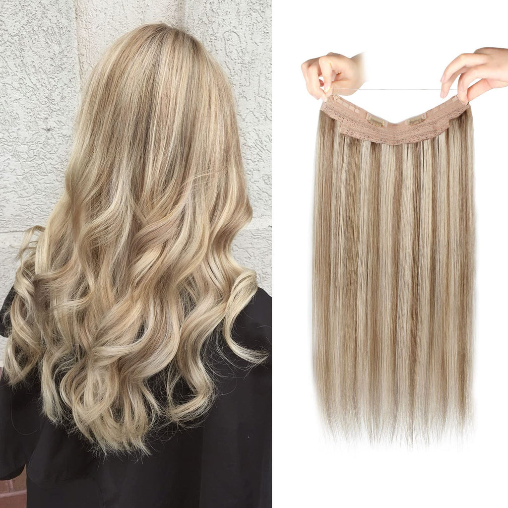 Sassina Invisible Wire Hair Extensions Real Human Hair with Transparent Wire Adjustable Size Secure Clips Natural Straight Secret Miracle Hairpiece, #1 Jet Black 12 Inch 70 Gram