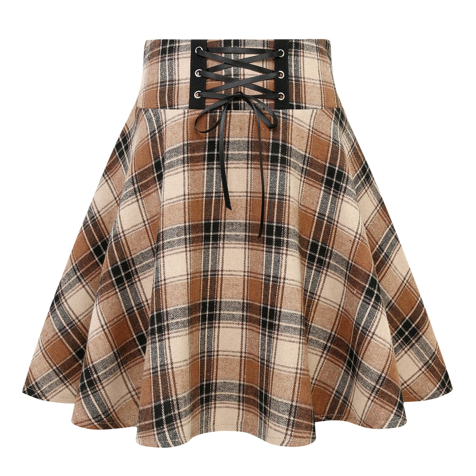 IDEALSANXUN Gothic Plaid Mini Skirts for Women Short High Waist Plaid Skirts