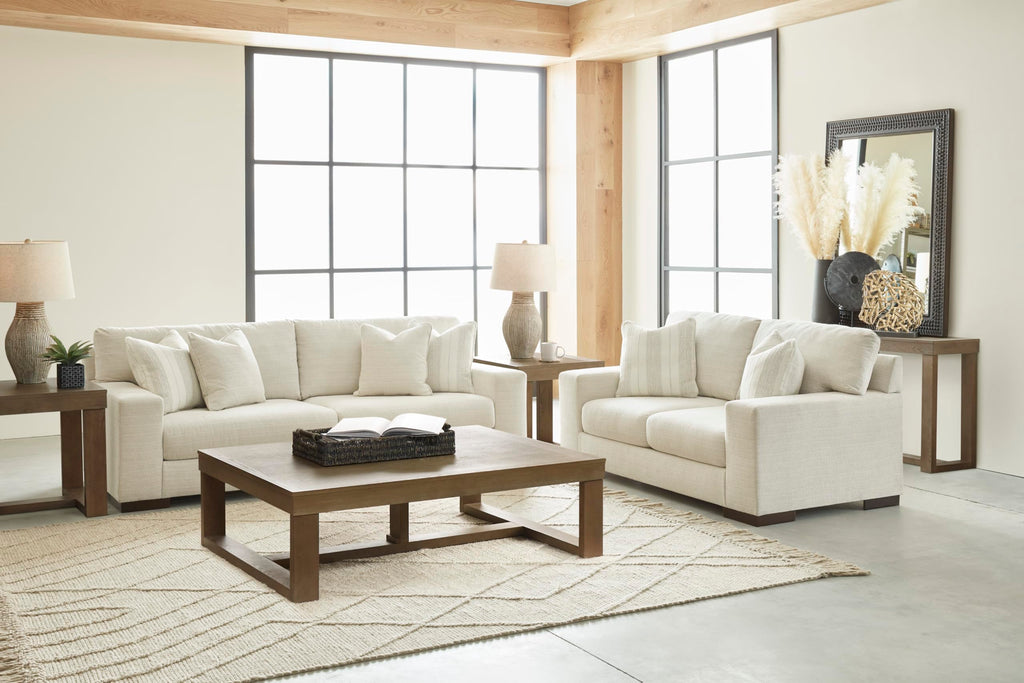 Signature Design by Ashley Bolsena Contemporary Leather Match Loveseat, Dark Brown