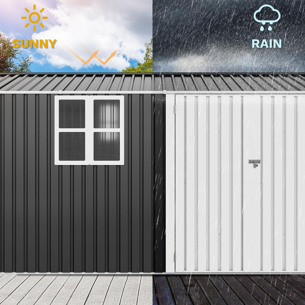 DWVO 6x4ft Outdoor Storage Shed, Lockable Metal Tool Storage Sheds, Waterproof Garden Sheds with Vents for Backyard, Patio, Garage, Lawn, Dark Gray