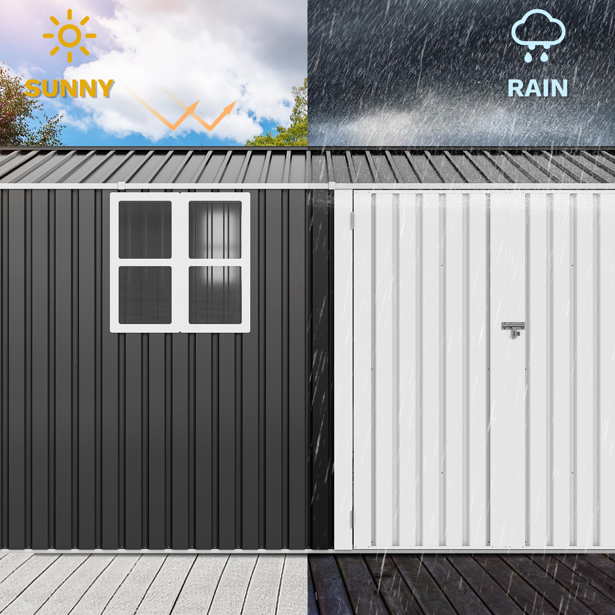 DWVO 6x4ft Outdoor Storage Shed, Lockable Metal Tool Storage Sheds, Waterproof Garden Sheds with Vents for Backyard, Patio, Garage, Lawn, Dark Gray