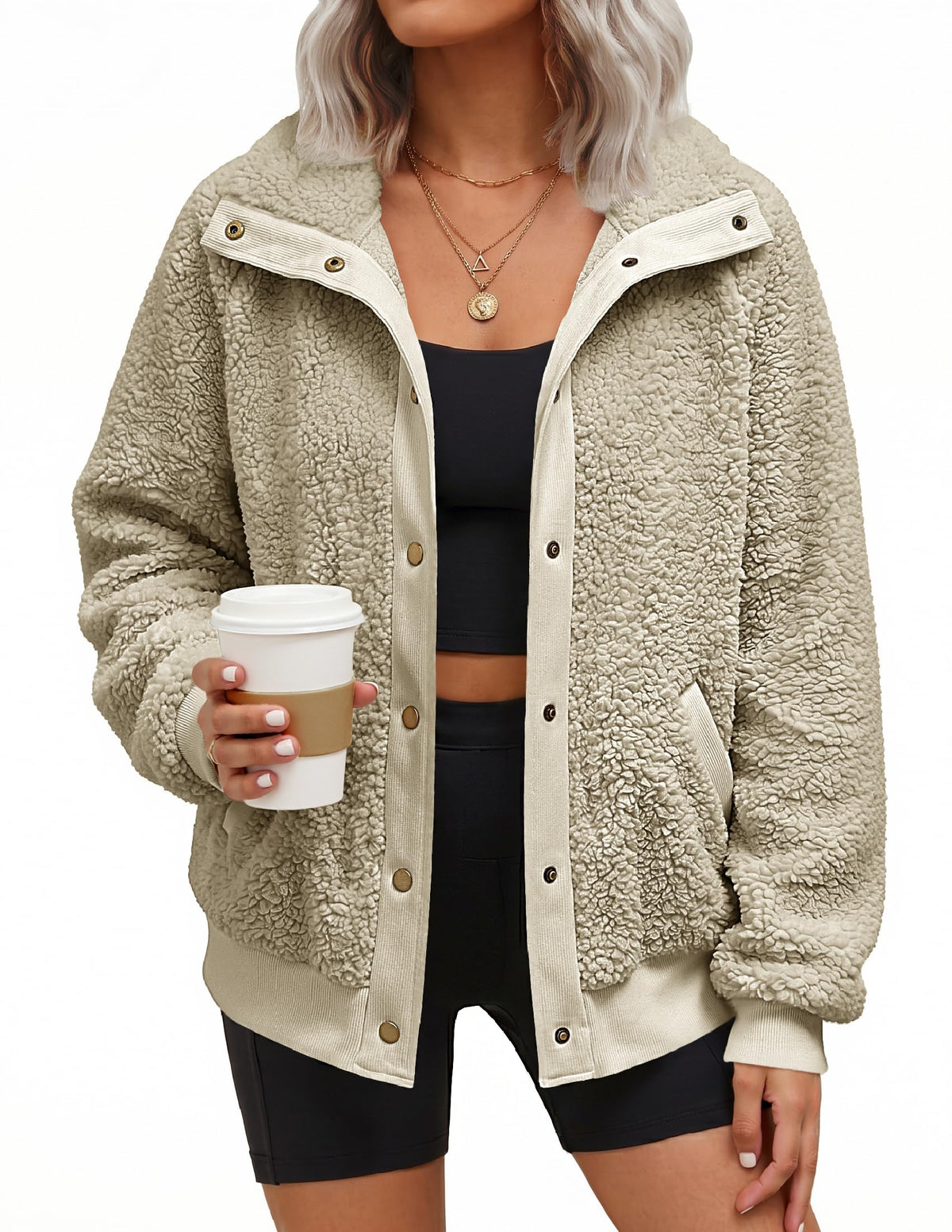 MEROKEETY Womens Sherpa Fleece Jacket 2026 Fall Casual Fuzzy Winter Coats