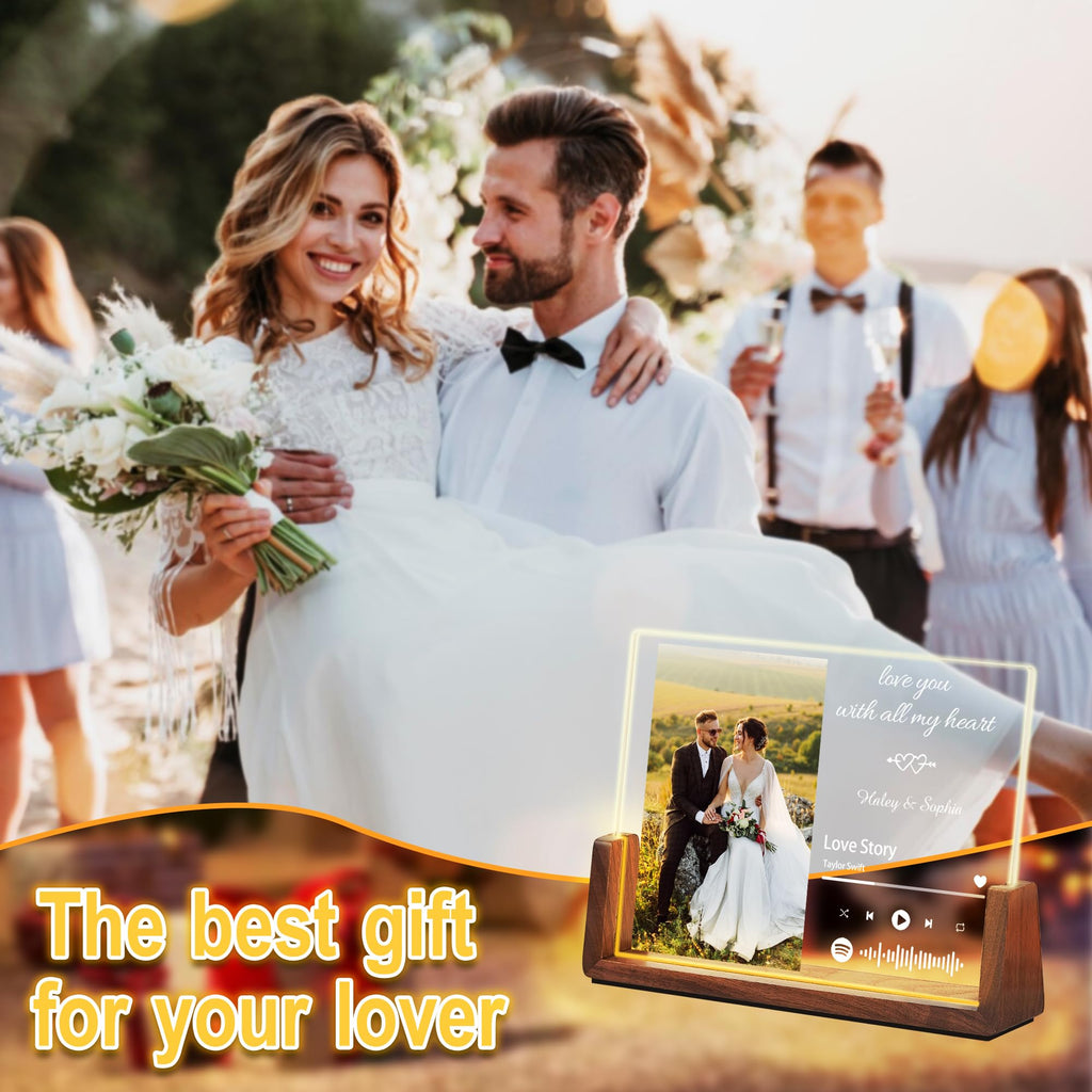 Personalized Fathers Day Birthday Gifts For Daddy Dad From Daughter Son Wife, Custom Acrylic Plaque Light Up Picture Frame, Customized Dad Gifts For Husband Men Papa Fathers Day Christmas