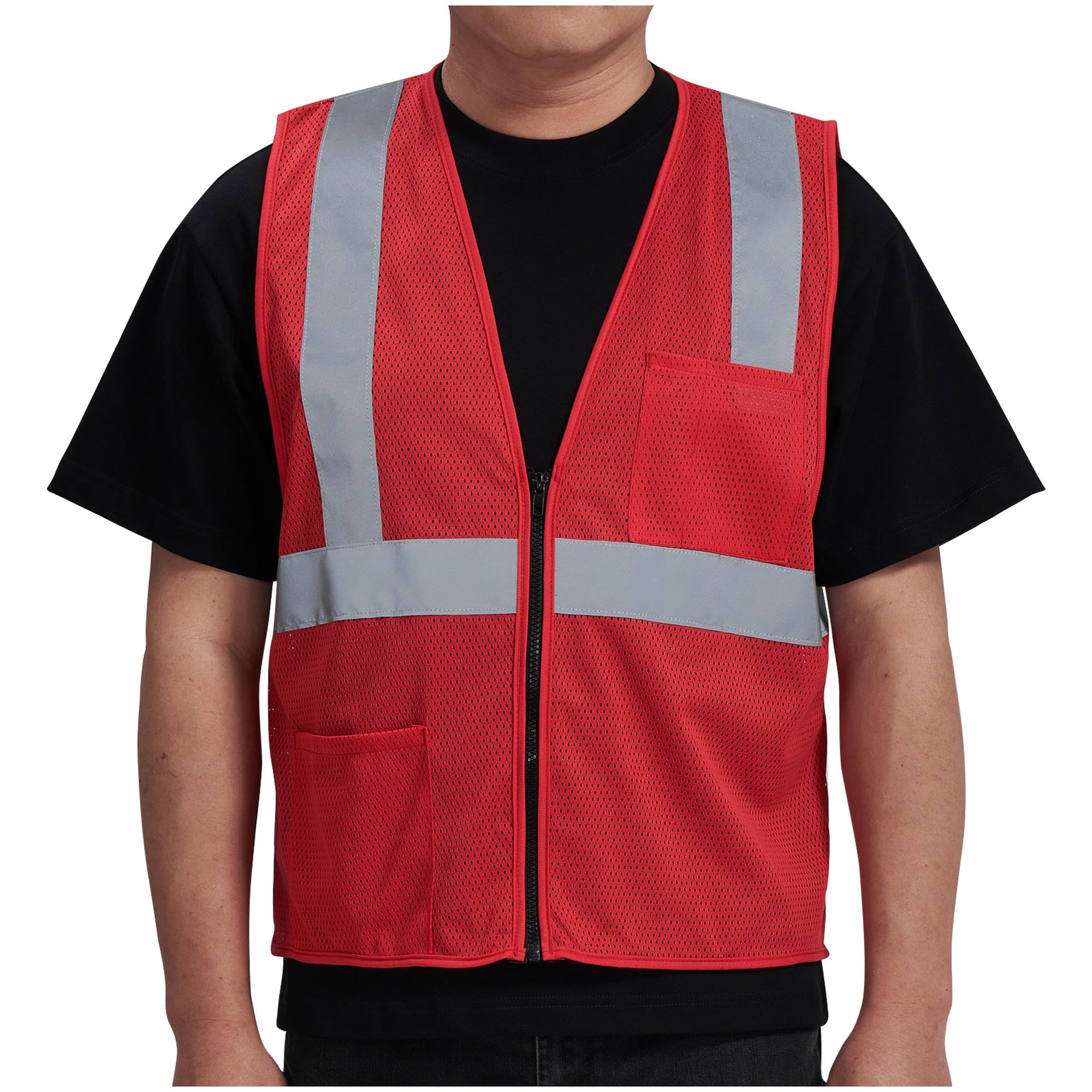 AYKRM 2 Pocket Mesh High Visibility Reflective Safety Vest for men & Women ANSI/ISEA 107 Standards