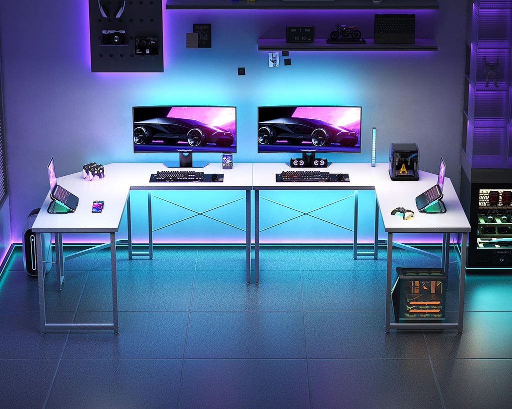 Casaottima 47 inch L Shaped Gaming Desk, Corner Desk Gaming Table for Home Office, Computer Desk Sturdy Writing Workstation for Small Space, Easy to Assemble, Black
