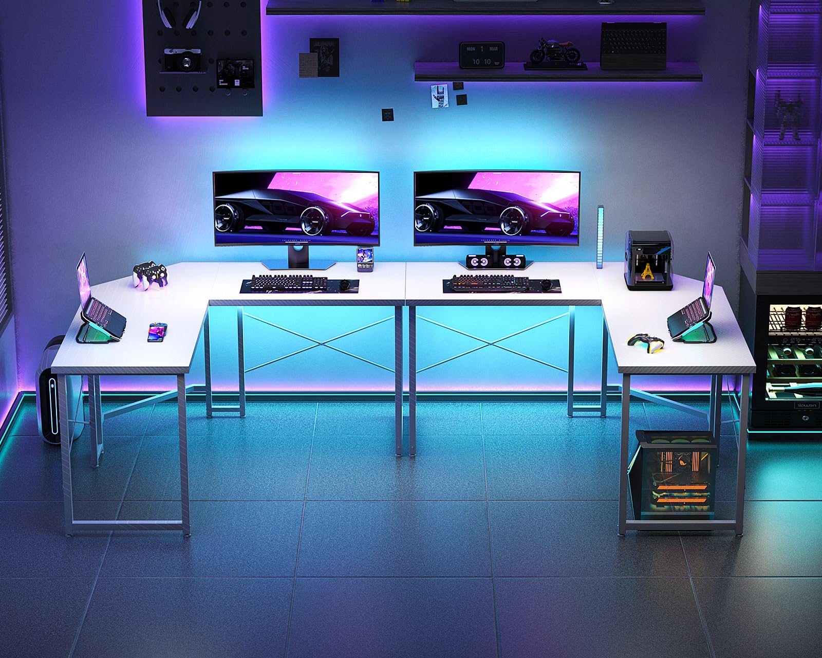 Casaottima 47 inch L Shaped Gaming Desk, Corner Desk Gaming Table for Home Office, Computer Desk Sturdy Writing Workstation for Small Space, Easy to Assemble, Black