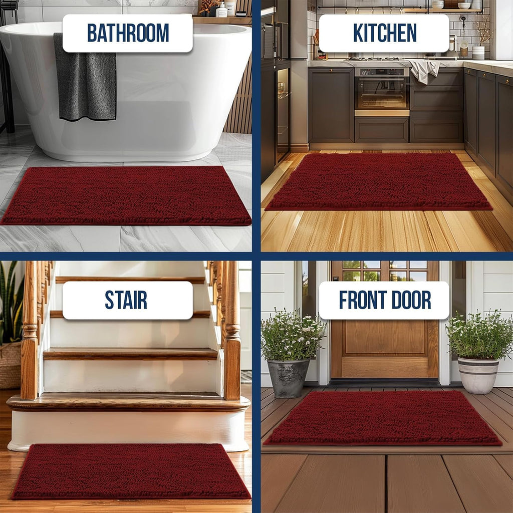 Muddy Mat Chenille Bathroom Rugs Quick Dry Microfiber Mats Non Slip Washable, Extra Thick, Soft and Highly Absorbent Bath Mats for Bathroom, Kitchen, and Shower Floor - Atlantic Blue Small 28"X18"