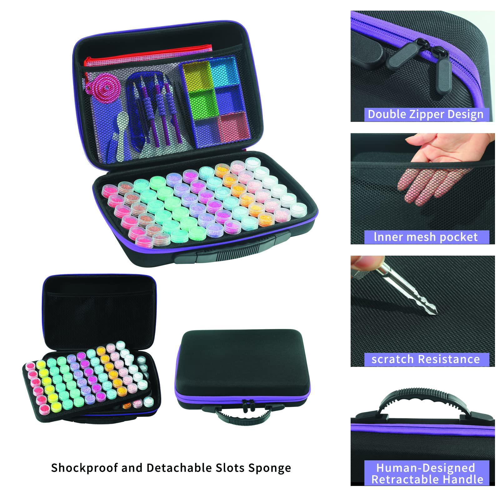 Douorgan Diamond Painting Storage Containers Portable Bead Organizer Shockproof Bead Art Storage Case Jewelry Beads Storage Box (30 Small Boxes)