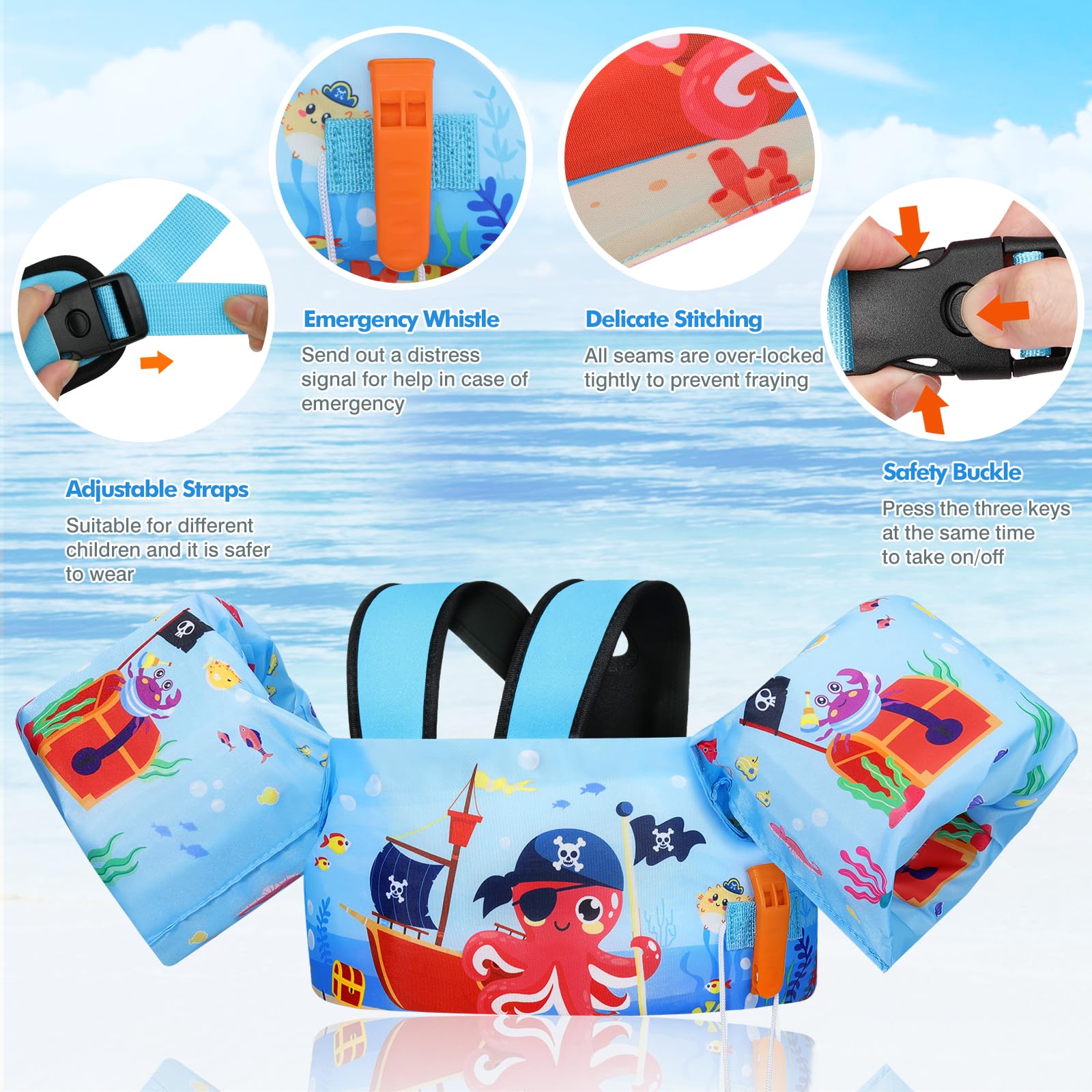 Moko Swim Arm Band for Kids 20-30-50 lbs, Cute Cartoon Toddler Swim Vest, Swimming Water Wings Pool Floaties Sleeve for Children Learn to Swim