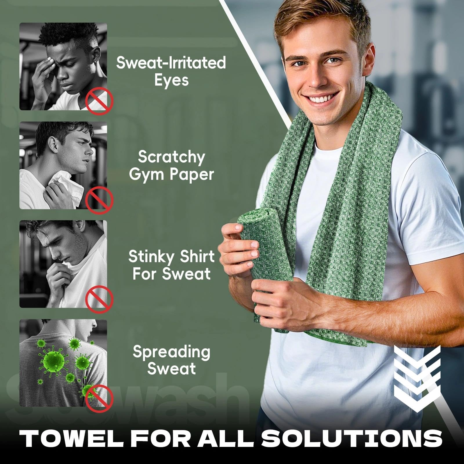 Microfiber Gym Towels for Showering Working Out Quick Dry Negative ions Large Middle Small Sizes Lightweight Gym Towel for Men Women Tennis Sports Towels for Body Hot Yoga Fitness Essentials