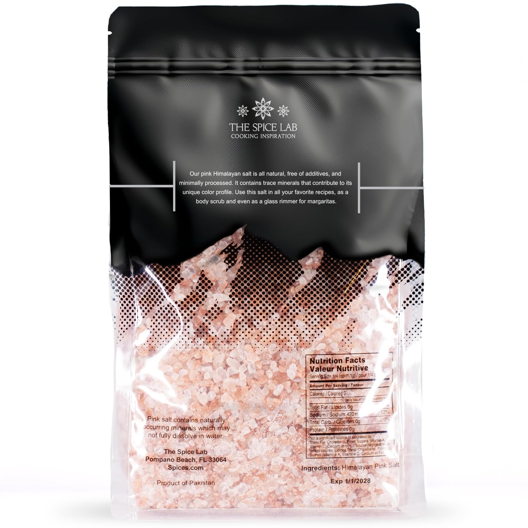 Pink Himalayan Salt - (Coarse Grain) - 1 lb Bag - All Purpose Cooking & Table Salt - Our Salt will work in a Salt Mill or Salt Grinder - Non GMO, OU Kosher Sea Salt - Nutrient and Mineral Dense for Health - 100% Certified & Tested. By The Spice Lab
